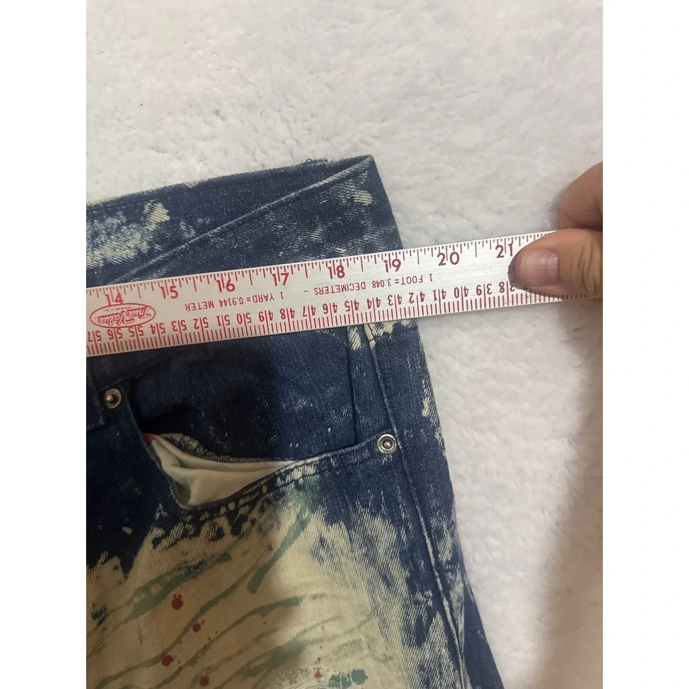 GS 115 Denim Biker Jeans‎ Distressed Bleach Splatter Moto Style Men's